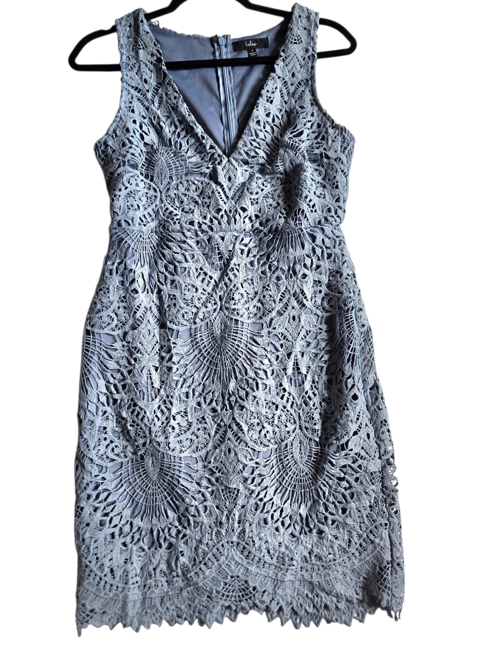 Lulus Slate Blue Lace Cocktail Dress V Neck Sleeveless Mini S NWT